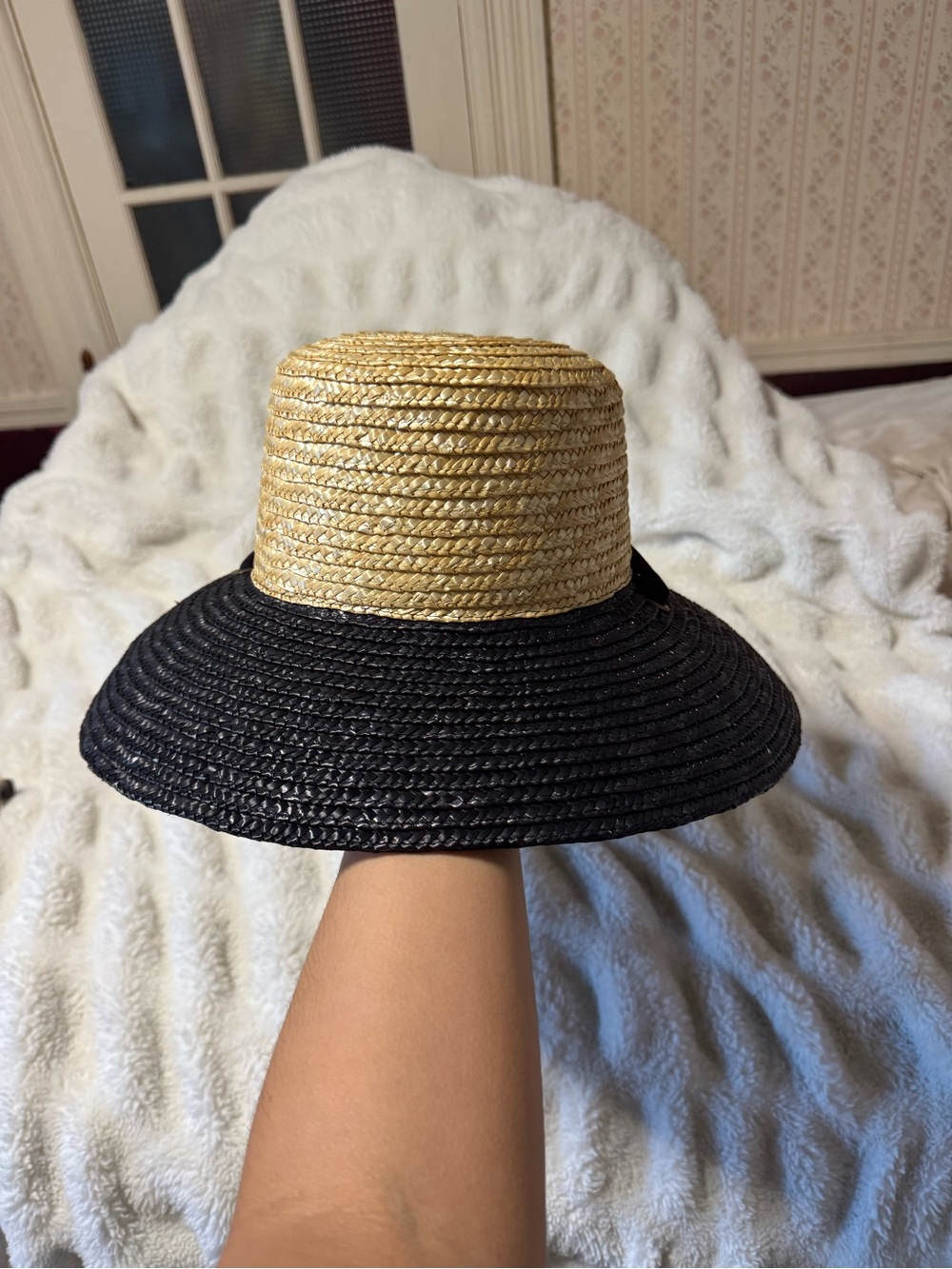 Wyeth Packable Two-Tone Straw Sun Hat - Black and Natural